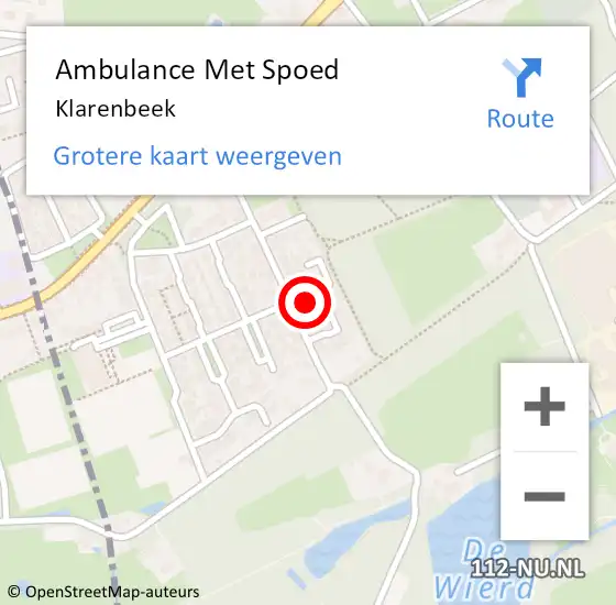 Locatie op kaart van de 112 melding: Ambulance Met Spoed Naar Klarenbeek op 24 april 2024 08:51