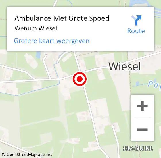 Locatie op kaart van de 112 melding: Ambulance Met Grote Spoed Naar Wenum Wiesel op 24 april 2024 13:26