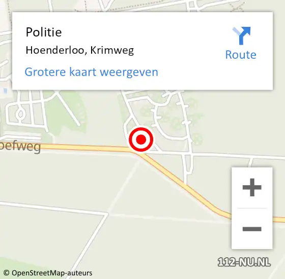 Locatie op kaart van de 112 melding: Politie Hoenderloo, Krimweg op 24 april 2024 13:37