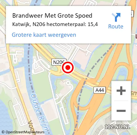 Locatie op kaart van de 112 melding: Brandweer Met Grote Spoed Naar Katwijk, N206 hectometerpaal: 15,4 op 24 april 2024 14:23