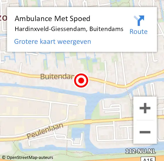 Locatie op kaart van de 112 melding: Ambulance Met Spoed Naar Hardinxveld-Giessendam, Buitendams op 25 april 2024 12:25