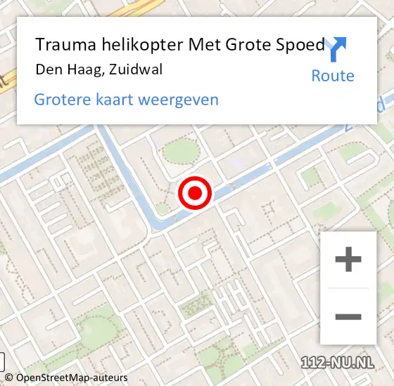 Locatie op kaart van de 112 melding: Trauma helikopter Met Grote Spoed Naar Den Haag, Zuidwal op 26 april 2024 07:20