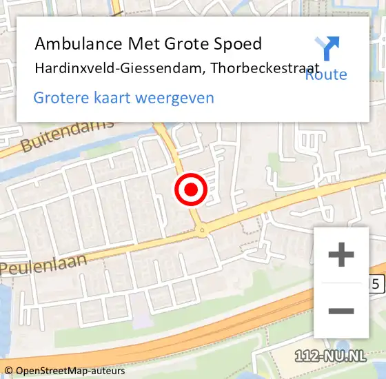 Locatie op kaart van de 112 melding: Ambulance Met Grote Spoed Naar Hardinxveld-Giessendam, Thorbeckestraat op 26 april 2024 08:24