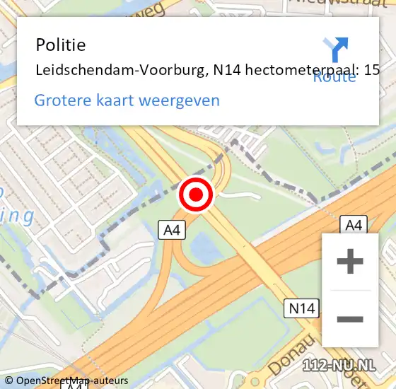 Locatie op kaart van de 112 melding: Politie Leidschendam-Voorburg, N14 hectometerpaal: 15 op 26 april 2024 11:02