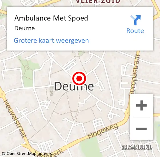 Locatie op kaart van de 112 melding: Ambulance Met Spoed Naar Deurne op 26 april 2024 13:30