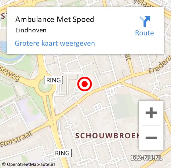 Locatie op kaart van de 112 melding: Ambulance Met Spoed Naar Eindhoven op 27 april 2024 00:57