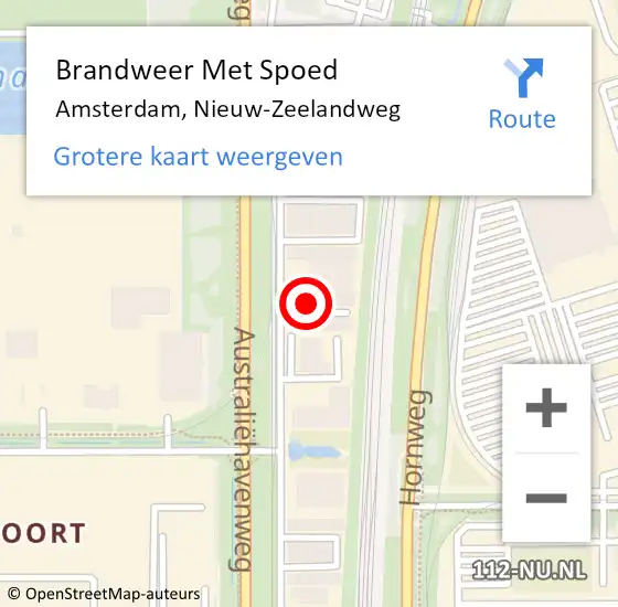 Locatie op kaart van de 112 melding: Brandweer Met Spoed Naar Amsterdam, Nieuw-Zeelandweg op 27 april 2024 02:29