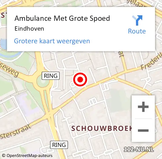 Locatie op kaart van de 112 melding: Ambulance Met Grote Spoed Naar Eindhoven op 27 april 2024 03:13