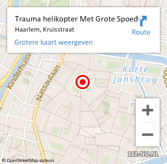 Locatie op kaart van de 112 melding: Trauma helikopter Met Grote Spoed Naar Haarlem, Kruisstraat op 27 april 2024 04:22