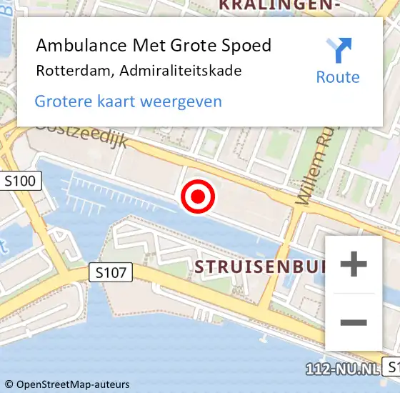 Locatie op kaart van de 112 melding: Ambulance Met Grote Spoed Naar Rotterdam, Admiraliteitskade op 27 april 2024 08:22