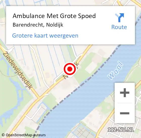 Locatie op kaart van de 112 melding: Ambulance Met Grote Spoed Naar Barendrecht, Noldijk op 27 april 2024 09:08