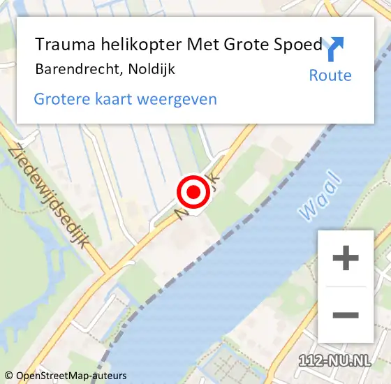 Locatie op kaart van de 112 melding: Trauma helikopter Met Grote Spoed Naar Barendrecht, Noldijk op 27 april 2024 09:15