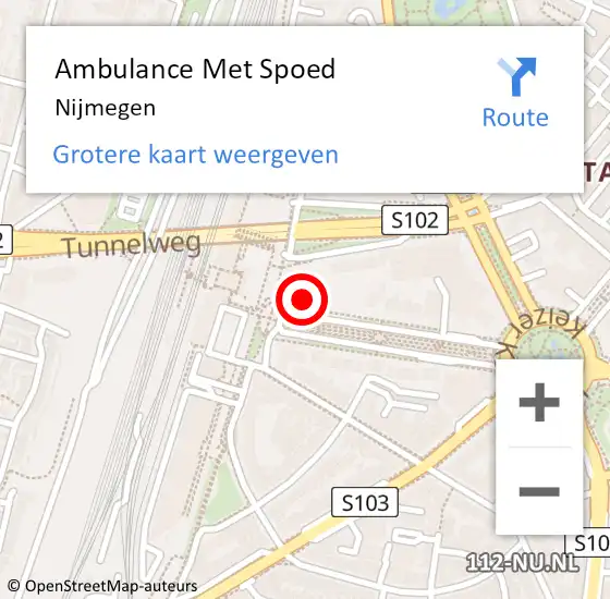 Locatie op kaart van de 112 melding: Ambulance Met Spoed Naar Nijmegen op 27 april 2024 09:48