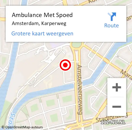 Locatie op kaart van de 112 melding: Ambulance Met Spoed Naar Amsterdam, Karperweg op 27 april 2024 09:50