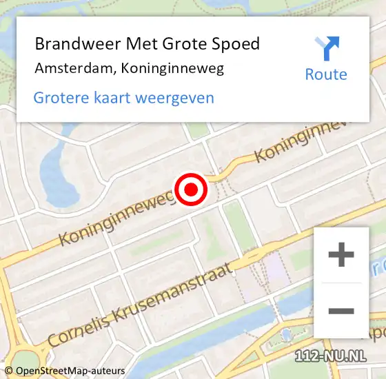Locatie op kaart van de 112 melding: Brandweer Met Grote Spoed Naar Amsterdam, Koninginneweg op 27 april 2024 09:52
