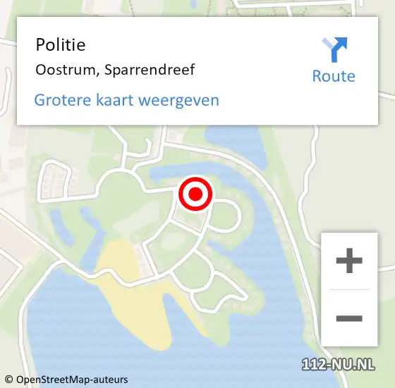 Locatie op kaart van de 112 melding: Politie Oostrum, Sparrendreef op 27 april 2024 09:56
