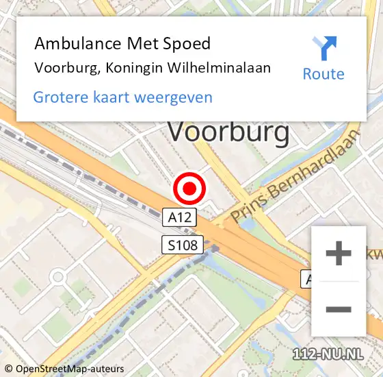 Locatie op kaart van de 112 melding: Ambulance Met Spoed Naar Voorburg, Koningin Wilhelminalaan op 27 april 2024 10:06