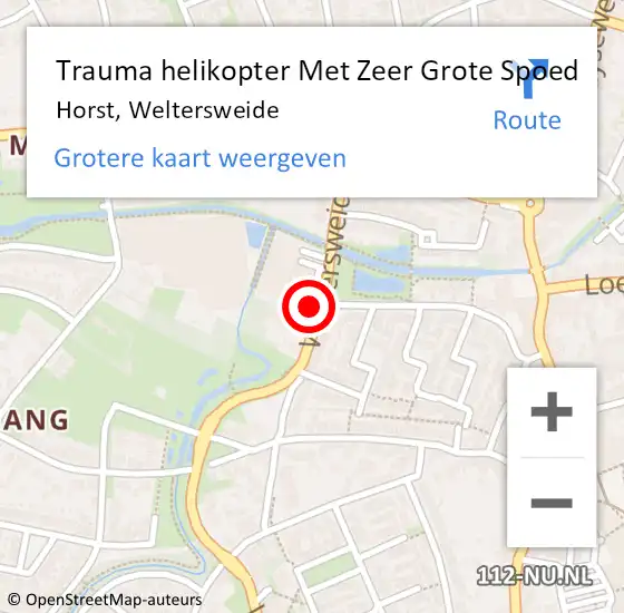 Locatie op kaart van de 112 melding: Trauma helikopter Met Zeer Grote Spoed Naar Horst, Weltersweide op 27 april 2024 10:17