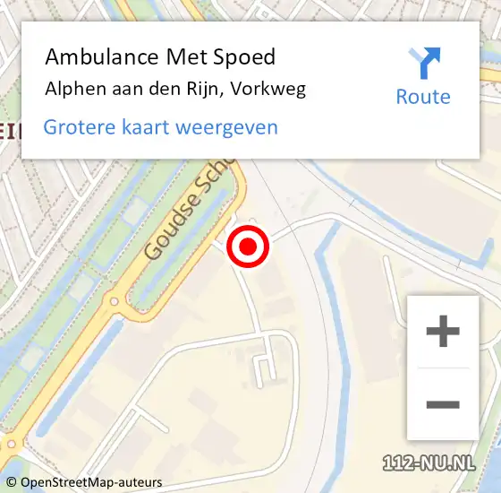 Locatie op kaart van de 112 melding: Ambulance Met Spoed Naar Alphen aan den Rijn, Vorkweg op 27 april 2024 11:26
