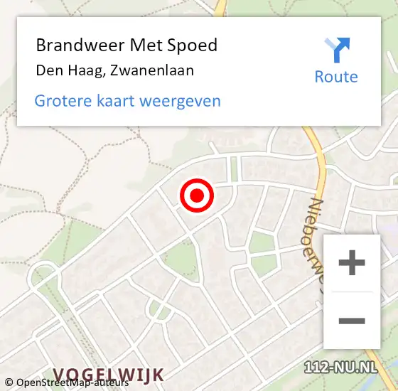 Locatie op kaart van de 112 melding: Brandweer Met Spoed Naar Den Haag, Zwanenlaan op 27 april 2024 11:27
