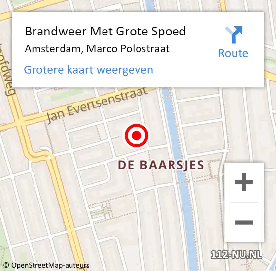 Locatie op kaart van de 112 melding: Brandweer Met Grote Spoed Naar Amsterdam, Marco Polostraat op 27 april 2024 11:30
