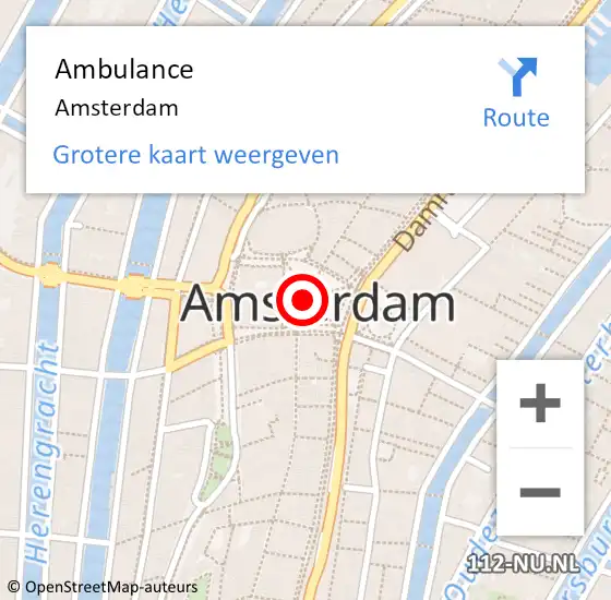 Locatie op kaart van de 112 melding: Ambulance Amsterdam op 27 april 2024 11:54