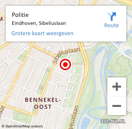 Locatie op kaart van de 112 melding: Politie Eindhoven, Sibeliuslaan op 27 april 2024 12:41