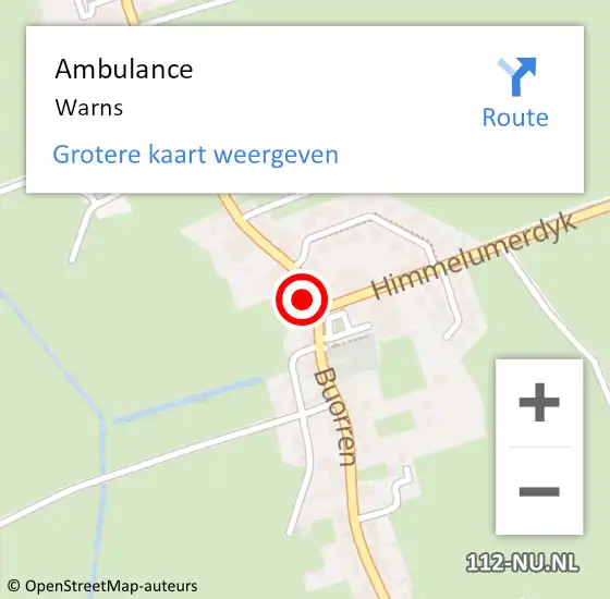 Locatie op kaart van de 112 melding: Ambulance Warns op 29 april 2024 10:56