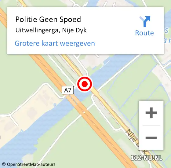 Locatie op kaart van de 112 melding: Politie Geen Spoed Naar Uitwellingerga, Nije Dyk op 29 april 2024 11:49