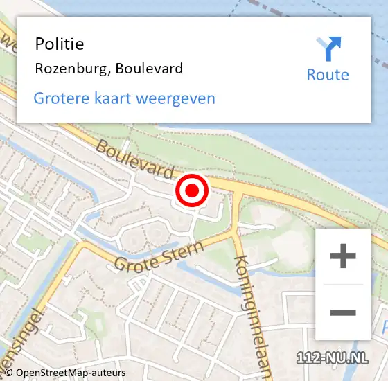 Locatie op kaart van de 112 melding: Politie Rozenburg, Boulevard op 29 april 2024 16:30