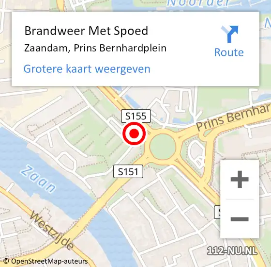 Locatie op kaart van de 112 melding: Brandweer Met Spoed Naar Zaandam, Prins Bernhardplein op 29 april 2024 19:20