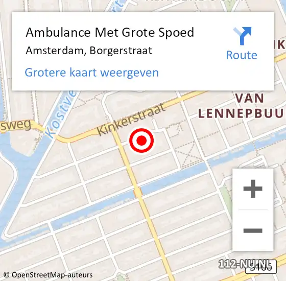 Locatie op kaart van de 112 melding: Ambulance Met Grote Spoed Naar Amsterdam, Borgerstraat op 29 april 2024 21:28
