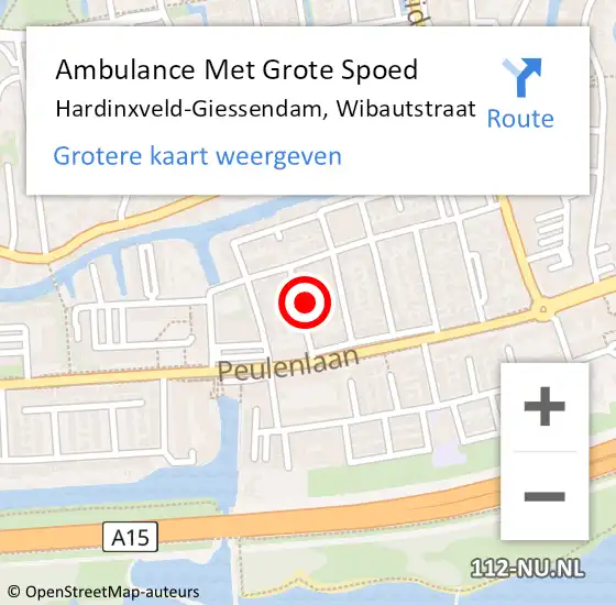 Locatie op kaart van de 112 melding: Ambulance Met Grote Spoed Naar Hardinxveld-Giessendam, Wibautstraat op 29 april 2024 23:04