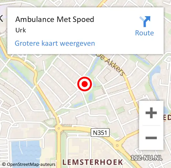 Locatie op kaart van de 112 melding: Ambulance Met Spoed Naar Urk op 30 april 2024 19:13