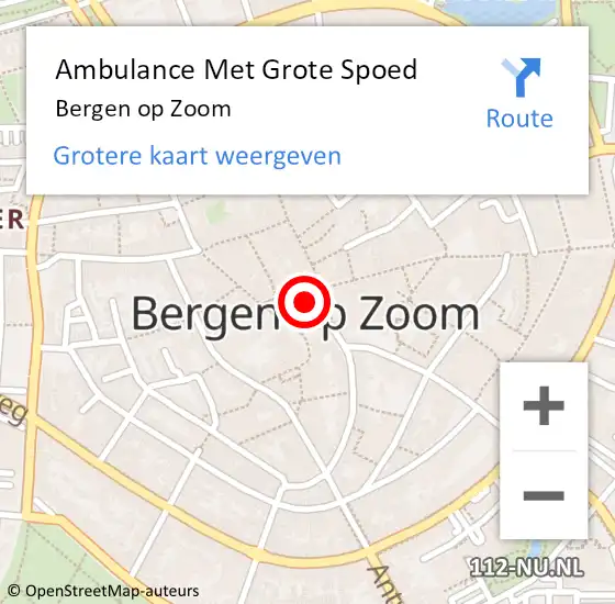 Locatie op kaart van de 112 melding: Ambulance Met Grote Spoed Naar Bergen op Zoom op 1 mei 2024 01:16