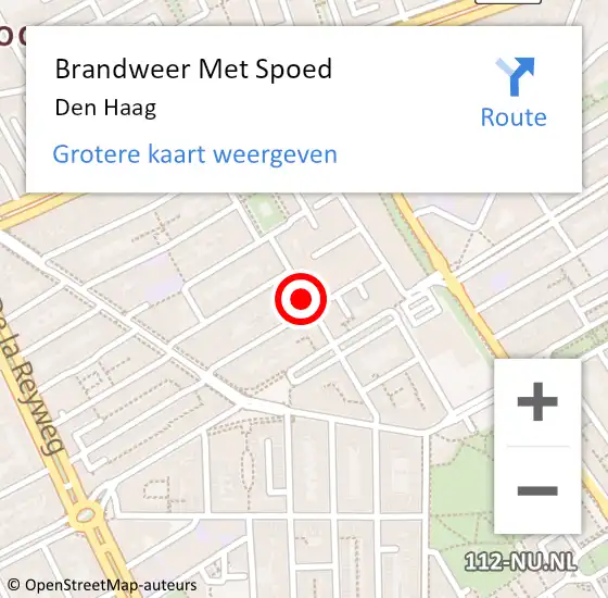 Locatie op kaart van de 112 melding: Brandweer Met Spoed Naar Den Haag op 1 mei 2024 03:03