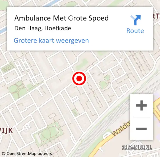Locatie op kaart van de 112 melding: Ambulance Met Grote Spoed Naar Den Haag, Hoefkade op 1 mei 2024 03:29