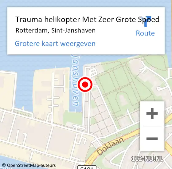 Locatie op kaart van de 112 melding: Trauma helikopter Met Zeer Grote Spoed Naar Rotterdam, Sint-Janshaven op 1 mei 2024 08:01