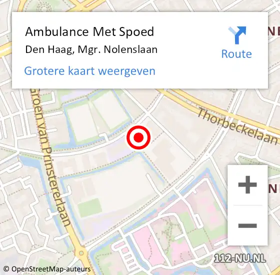 Locatie op kaart van de 112 melding: Ambulance Met Spoed Naar Den Haag, Mgr. Nolenslaan op 1 mei 2024 09:39