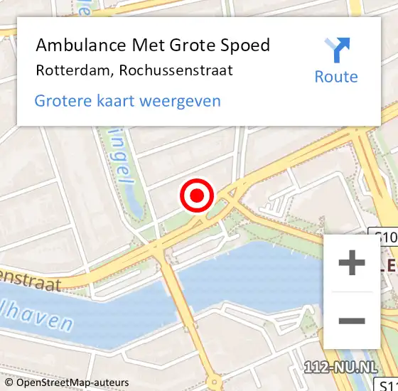 Locatie op kaart van de 112 melding: Ambulance Met Grote Spoed Naar Rotterdam, Rochussenstraat op 1 mei 2024 10:23
