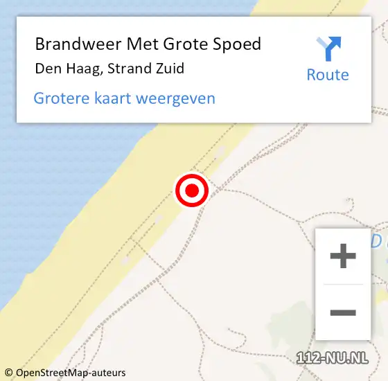 Locatie op kaart van de 112 melding: Brandweer Met Grote Spoed Naar Den Haag, Strand Zuid op 1 mei 2024 14:16
