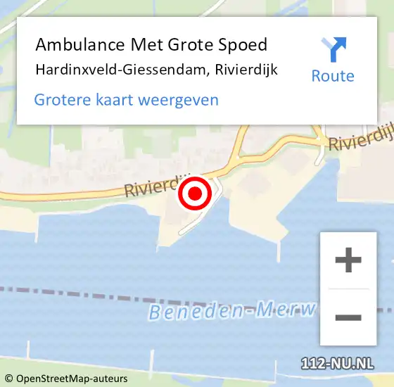 Locatie op kaart van de 112 melding: Ambulance Met Grote Spoed Naar Hardinxveld-Giessendam, Rivierdijk op 1 mei 2024 17:11