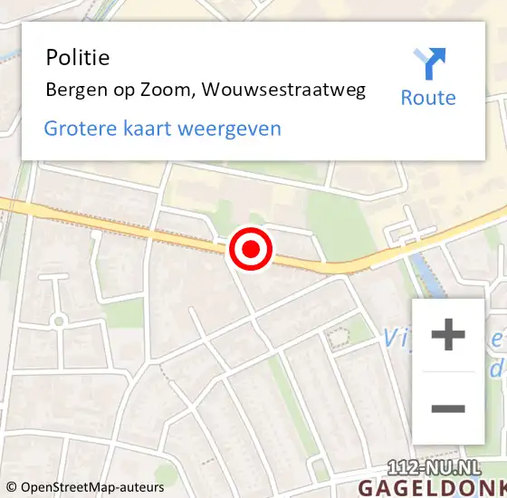 Locatie op kaart van de 112 melding: Politie Bergen op Zoom, Wouwsestraatweg op 1 mei 2024 17:21