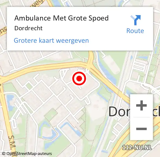 Locatie op kaart van de 112 melding: Ambulance Met Grote Spoed Naar Dordrecht op 1 mei 2024 18:37