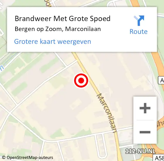 Locatie op kaart van de 112 melding: Brandweer Met Grote Spoed Naar Bergen op Zoom, Marconilaan op 1 mei 2024 20:58