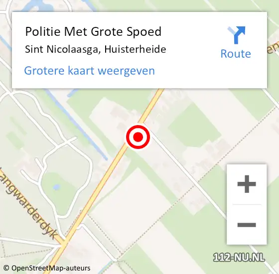 Locatie op kaart van de 112 melding: Politie Met Grote Spoed Naar Sint Nicolaasga, Huisterheide op 1 mei 2024 22:19
