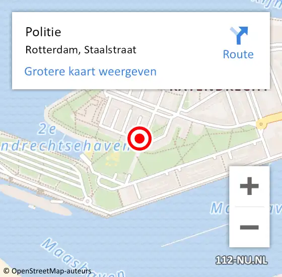 Locatie op kaart van de 112 melding: Politie Rotterdam, Staalstraat op 1 mei 2024 22:42