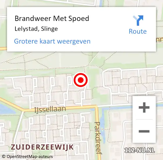 Locatie op kaart van de 112 melding: Brandweer Met Spoed Naar Lelystad, Slinge op 1 mei 2024 23:41