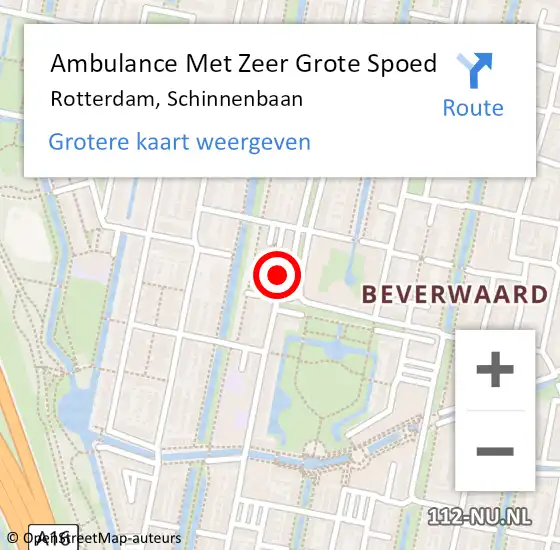 Locatie op kaart van de 112 melding: Ambulance Met Zeer Grote Spoed Naar Rotterdam, Schinnenbaan op 1 mei 2024 23:42