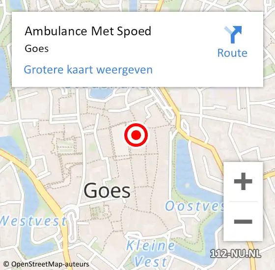 Locatie op kaart van de 112 melding: Ambulance Met Spoed Naar Goes op 1 mei 2024 23:46
